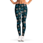 Blue Sea Turtle Pattern Print Women's Leggings
