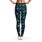 Blue Sea Turtle Pattern Print Women's Leggings