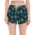 Blue Sea Turtle Pattern Print Women's Split Running Shorts