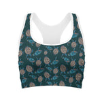 Blue Sea Turtle Pattern Print Women's Sports Bra