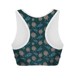 Blue Sea Turtle Pattern Print Women's Sports Bra