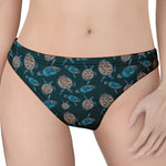 Blue Sea Turtle Pattern Print Women's Thong