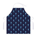 Blue Seahorse Pattern Print Adjustable Apron