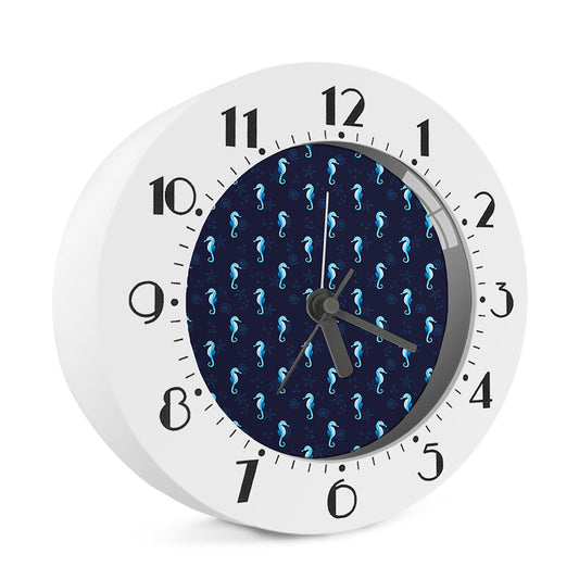 Blue Seahorse Pattern Print Alarm Clock