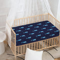 Blue Seahorse Pattern Print Baby Crib Sheet
