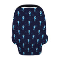 Blue Seahorse Pattern Print Baby Seat Cover