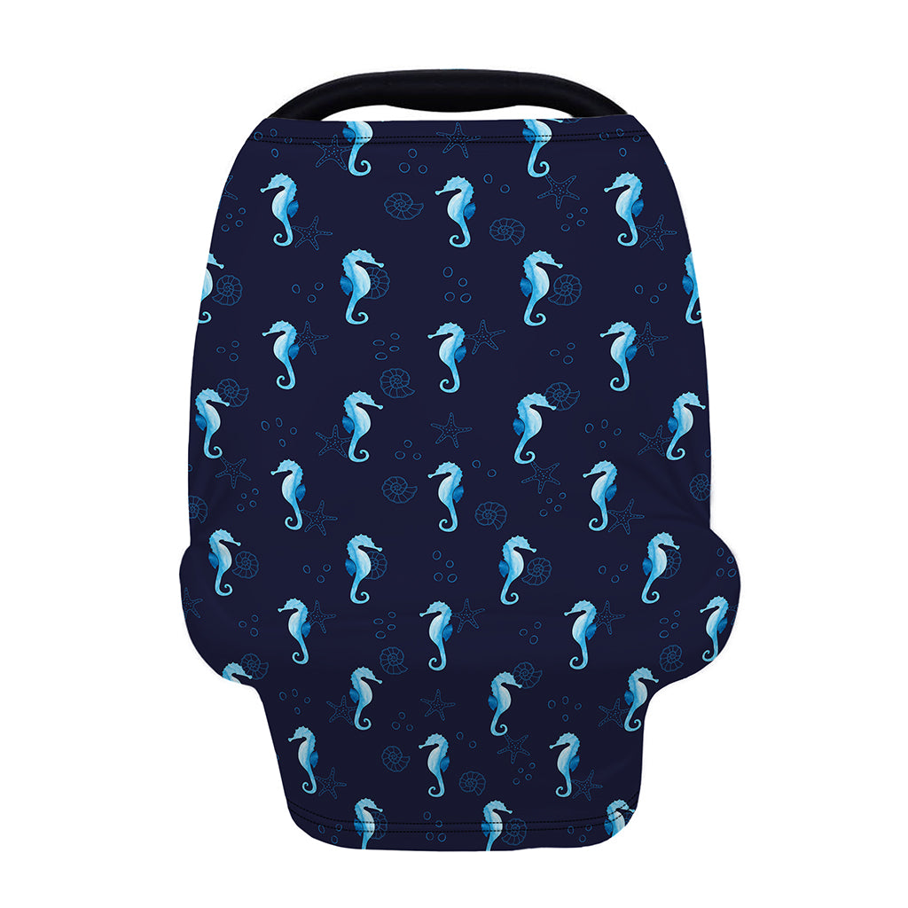 Blue Seahorse Pattern Print Baby Seat Cover