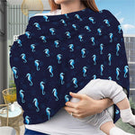 Blue Seahorse Pattern Print Baby Seat Cover