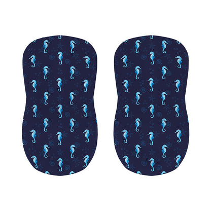 Blue Seahorse Pattern Print Bar Stool Covers