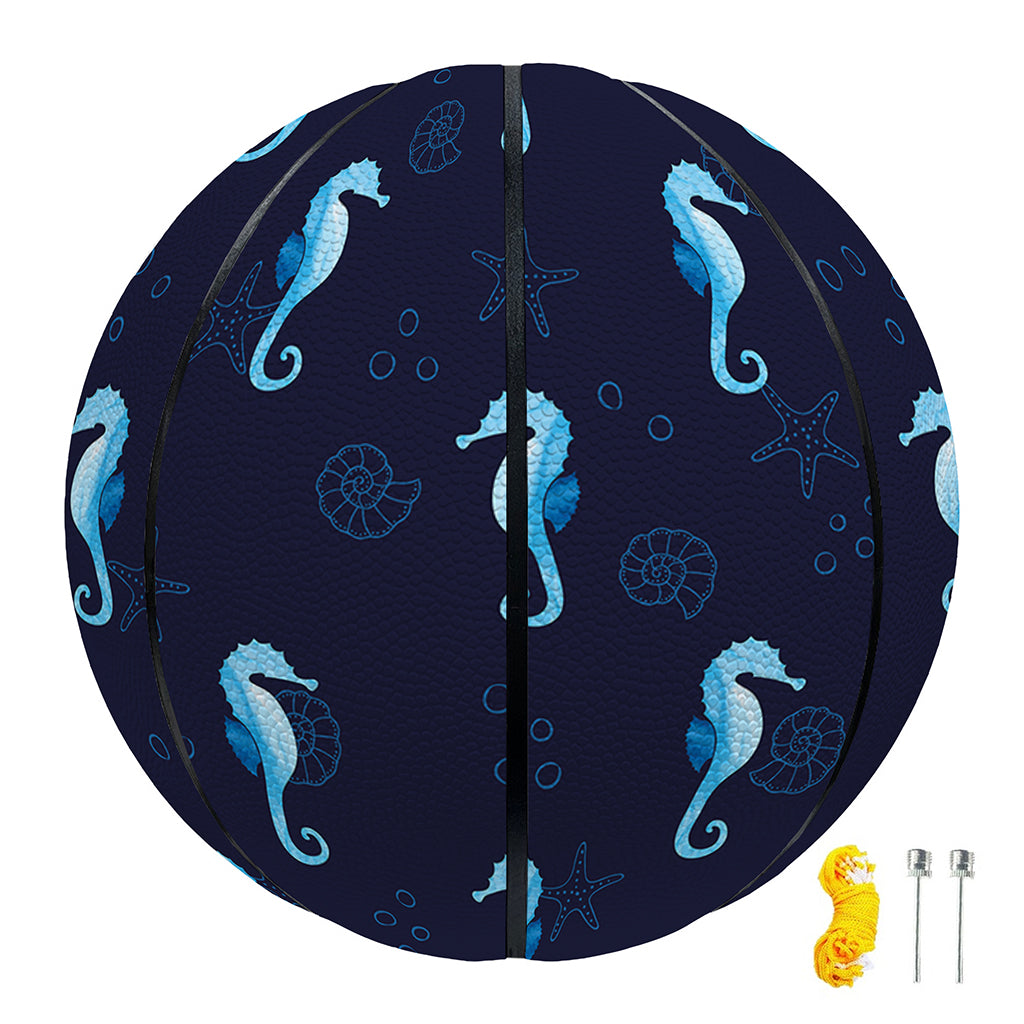 Blue Seahorse Pattern Print Basketball