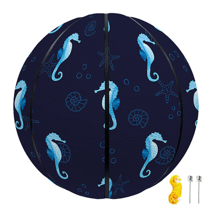 Blue Seahorse Pattern Print Basketball