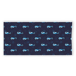 Blue Seahorse Pattern Print Beach Towel