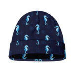 Blue Seahorse Pattern Print Beanie