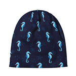 Blue Seahorse Pattern Print Beanie