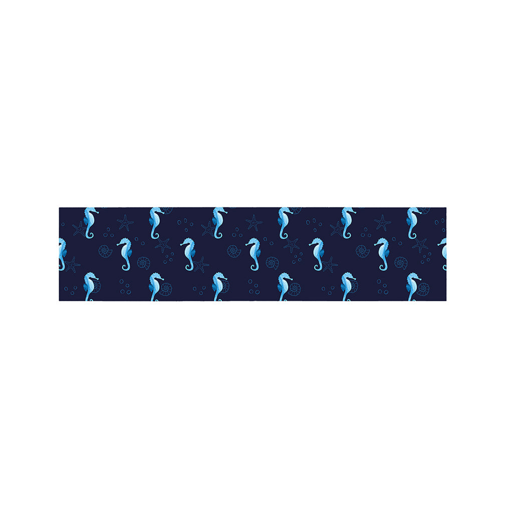 Blue Seahorse Pattern Print Bed Runner