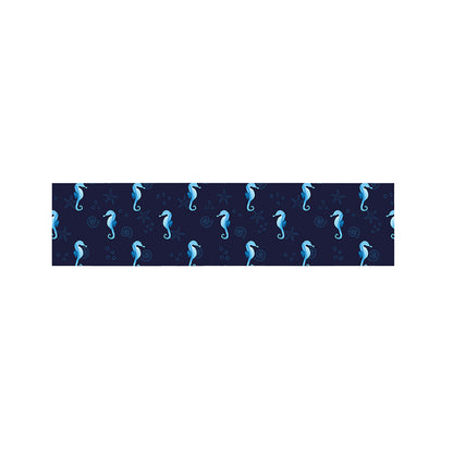 Blue Seahorse Pattern Print Bed Runner