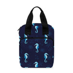 Blue Seahorse Pattern Print Bible Tote Bag