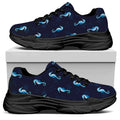 Blue Seahorse Pattern Print Black Chunky Shoes