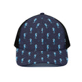 Blue Seahorse Pattern Print Black Mesh Trucker Hat