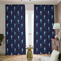 Blue Seahorse Pattern Print Dimout Pencil Pleat Curtains