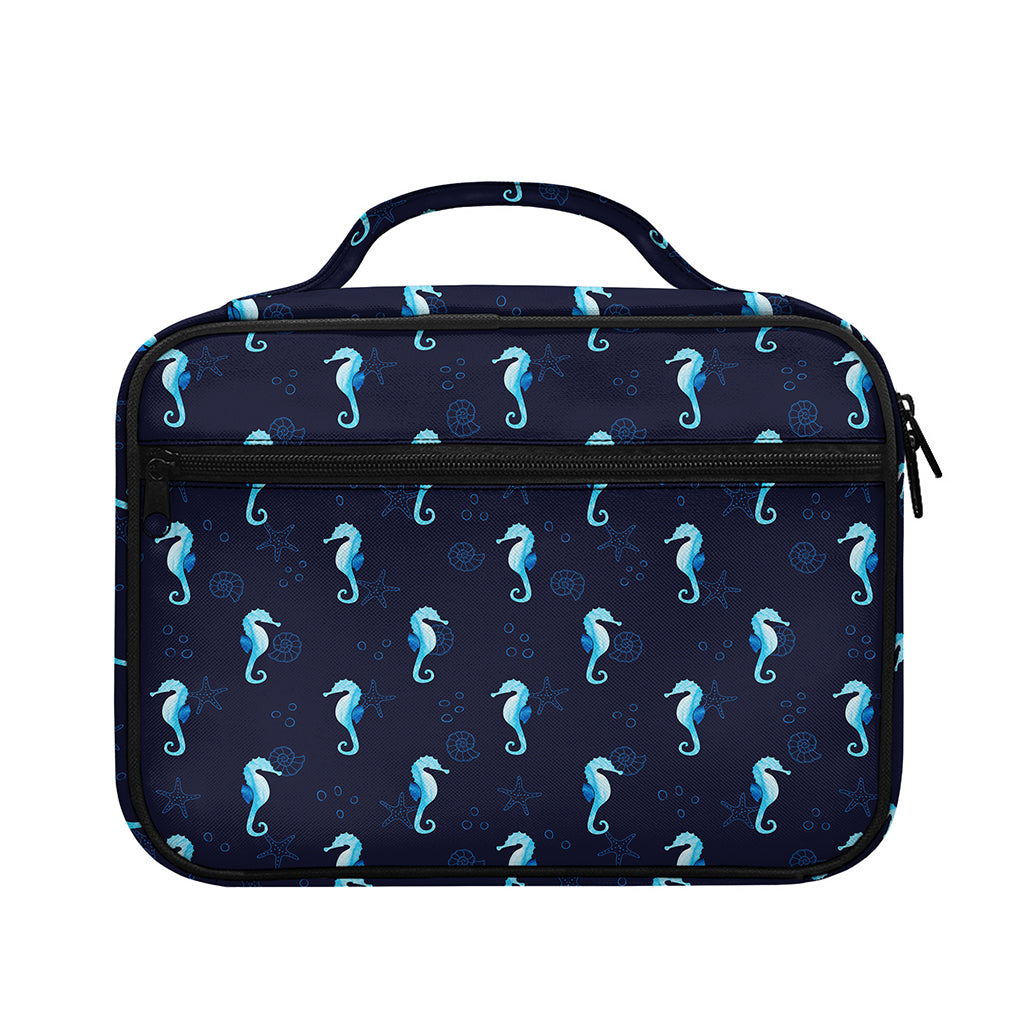 Blue Seahorse Pattern Print Briefcase Bible Bag