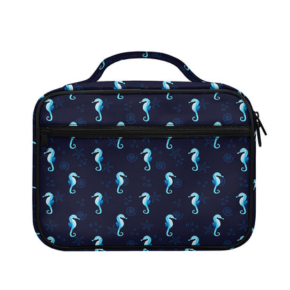 Blue Seahorse Pattern Print Briefcase Bible Bag