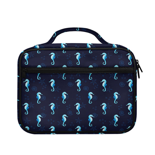 Blue Seahorse Pattern Print Briefcase Bible Bag