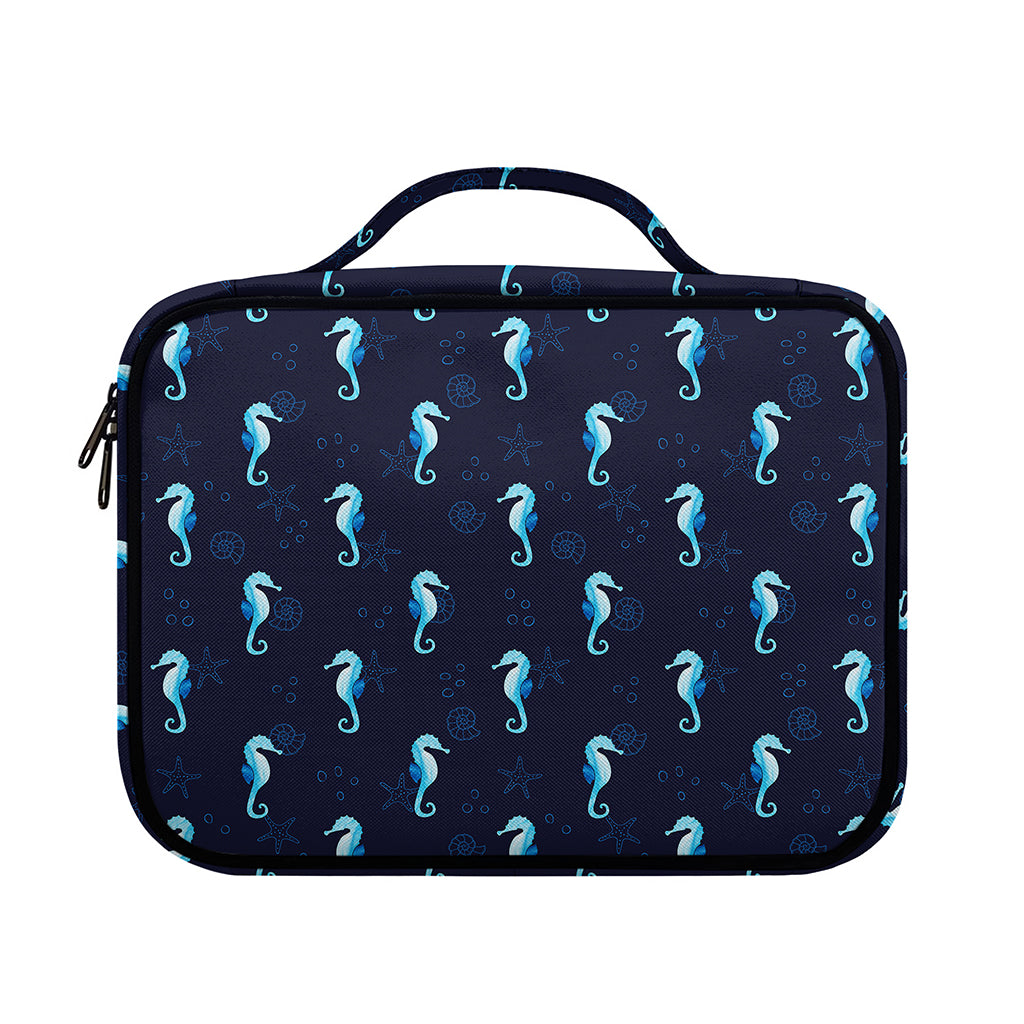 Blue Seahorse Pattern Print Briefcase Bible Bag