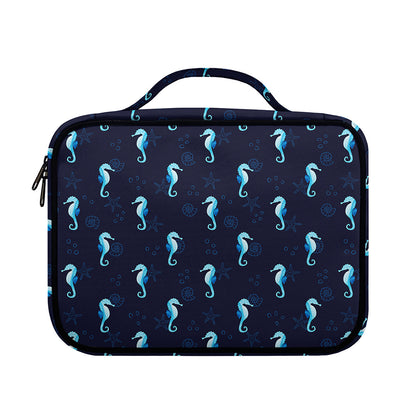 Blue Seahorse Pattern Print Briefcase Bible Bag