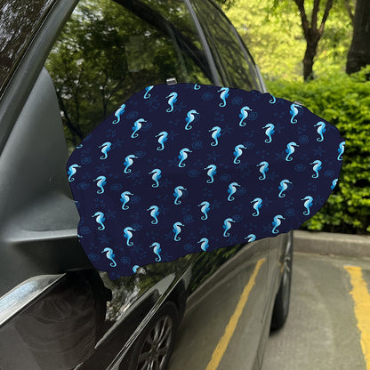 Blue Seahorse Pattern Print Car Side Mirror Covers