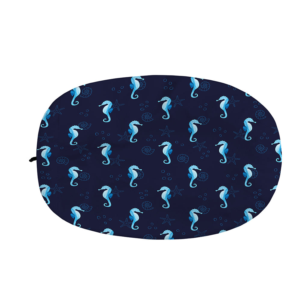 Blue Seahorse Pattern Print Car Side Mirror Covers