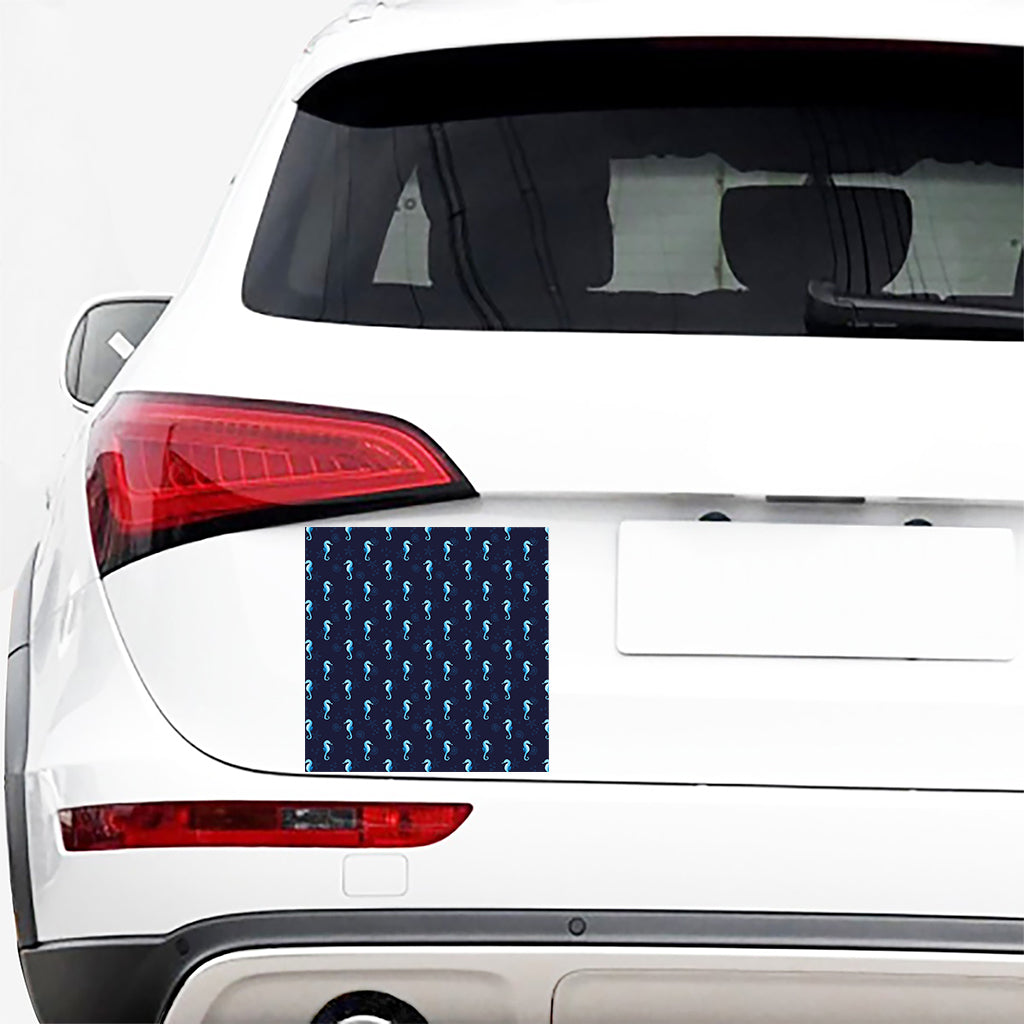 Blue Seahorse Pattern Print Car Sticker