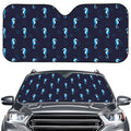 Blue Seahorse Pattern Print Car Windshield Sun Shade