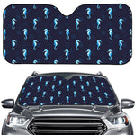 Blue Seahorse Pattern Print Car Windshield Sun Shade