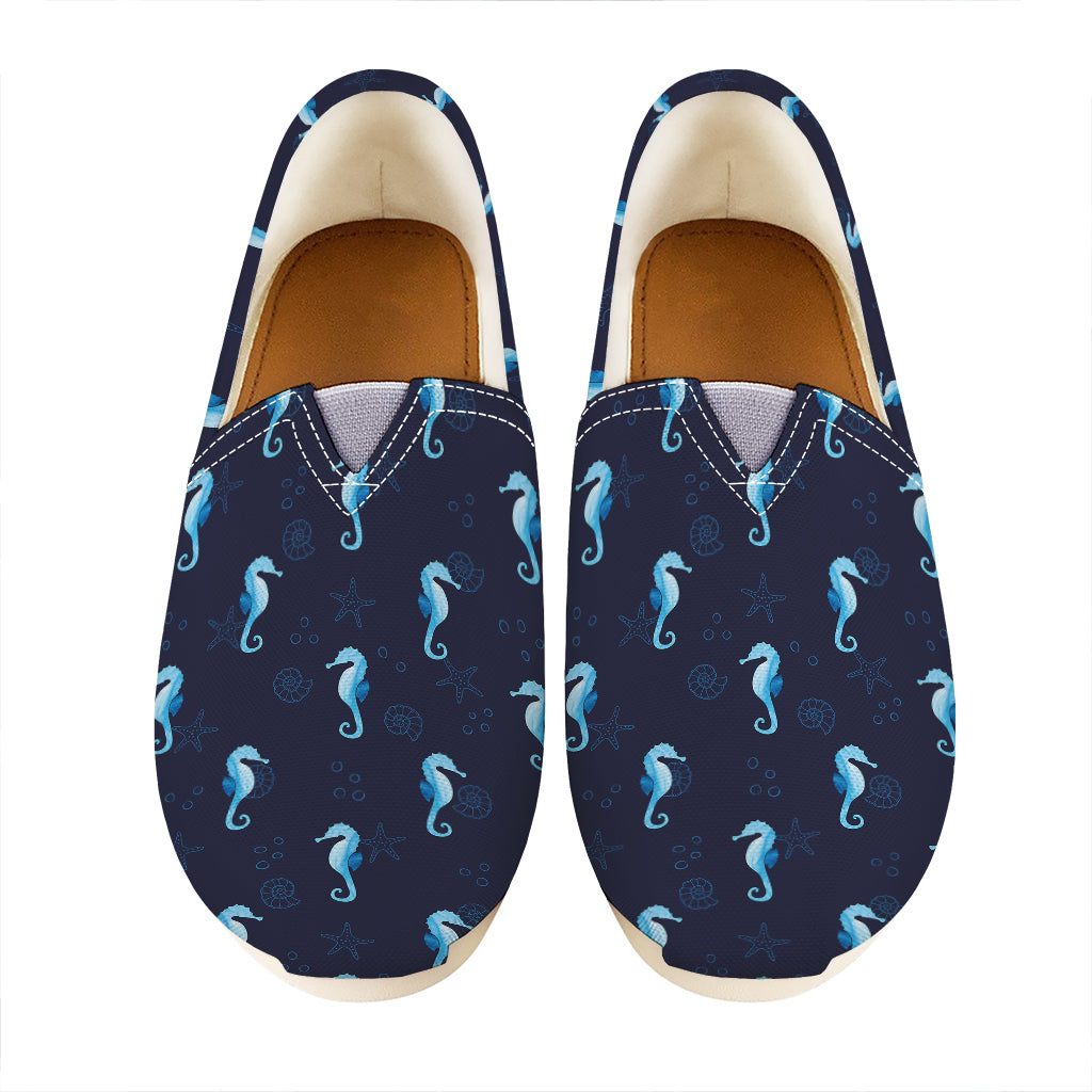 Blue Seahorse Pattern Print Casual Shoes