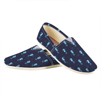 Blue Seahorse Pattern Print Casual Shoes