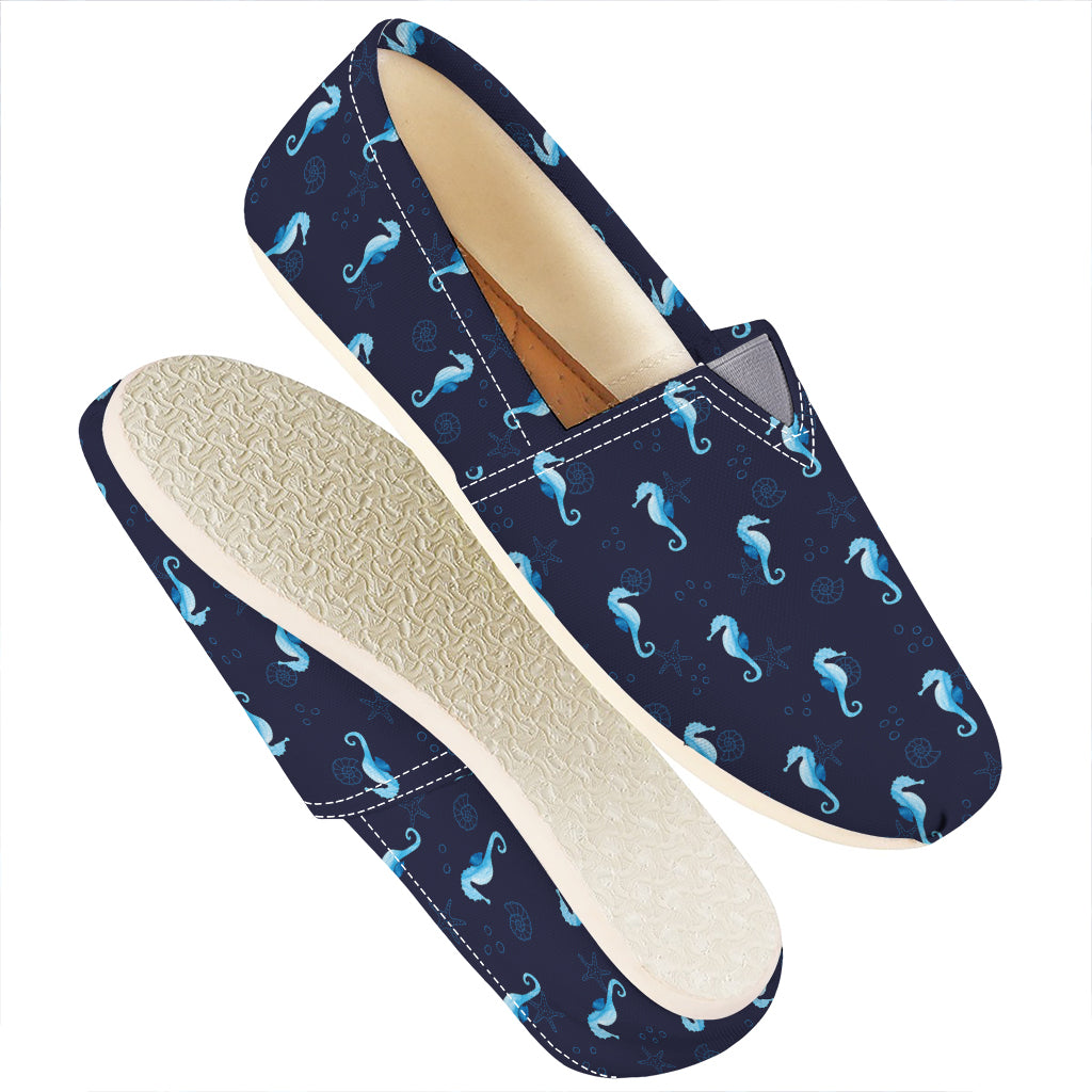 Blue Seahorse Pattern Print Casual Shoes