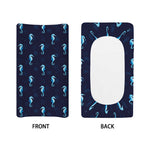 Blue Seahorse Pattern Print Changing Pad Cover