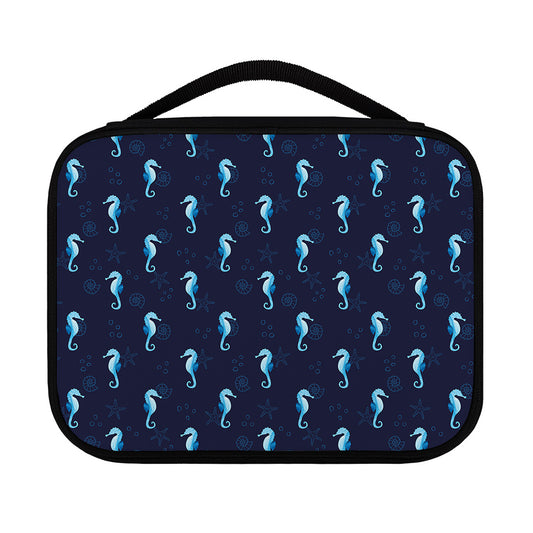Blue Seahorse Pattern Print Classic Bible Case