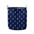 Blue Seahorse Pattern Print Collapsible Laundry Basket