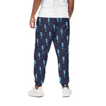 Blue Seahorse Pattern Print Cotton Pants
