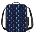 Blue Seahorse Pattern Print Crossbody Lunch Bag