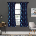 Blue Seahorse Pattern Print Grommet Curtain Panels