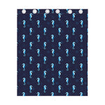 Blue Seahorse Pattern Print Curtain