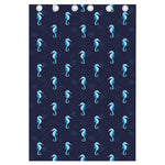 Blue Seahorse Pattern Print Curtain