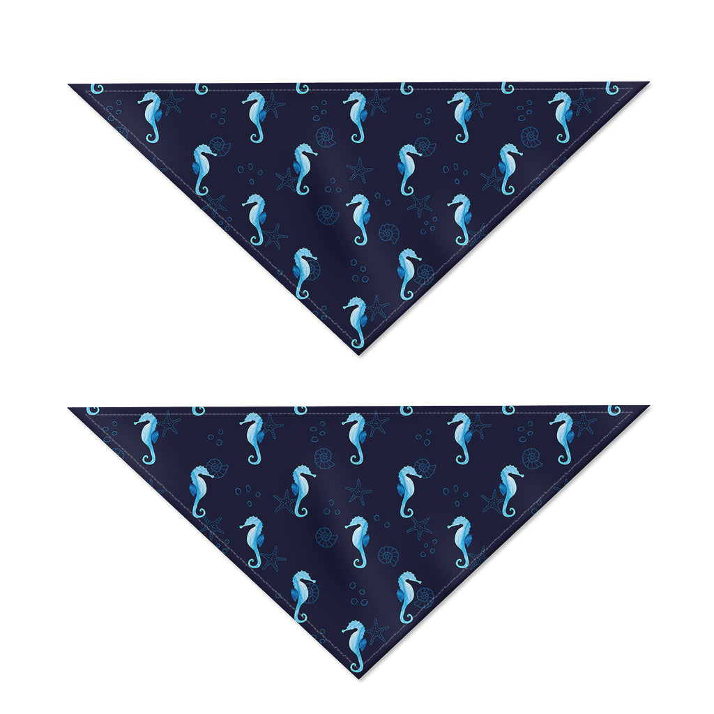 Blue Seahorse Pattern Print Dog Bandana