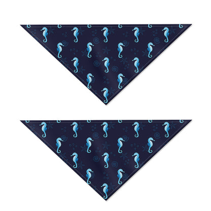 Blue Seahorse Pattern Print Dog Bandana
