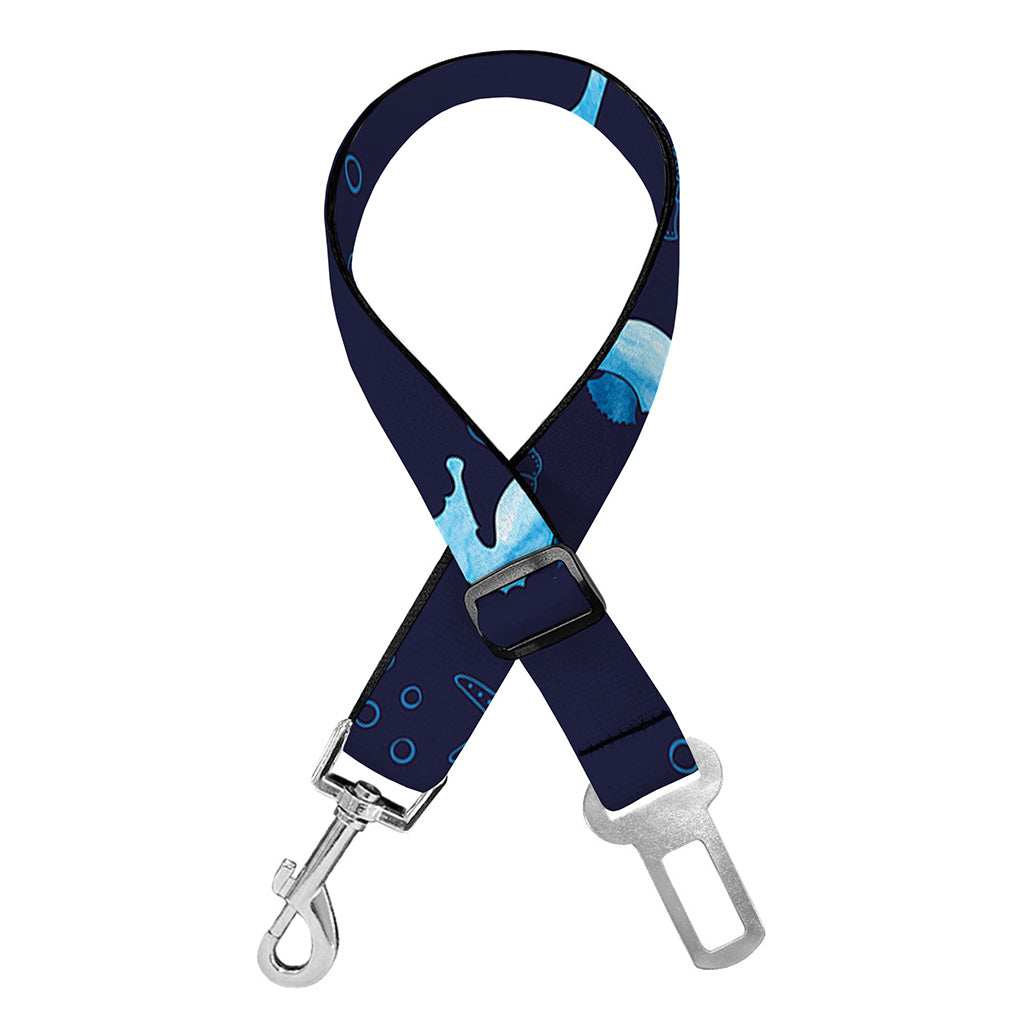 Blue Seahorse Pattern Print Dog Seat Belt