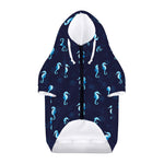 Blue Seahorse Pattern Print Dog Zip Up Hoodie