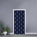 Blue Seahorse Pattern Print Door Sticker